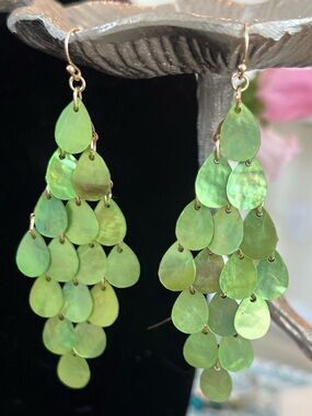 Green Teardrop Cascade Earrings - Lightweight Women’s Jewelry